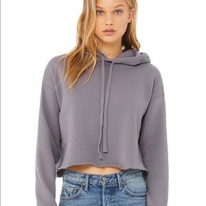 new • bella canvas cropped raw hem hoodie